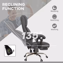Vinsetto PU Leather Vibration Massage Office Chair with Heat, Footrest, Grey - Additional view 4