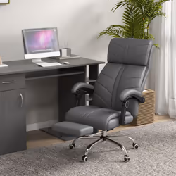 Vinsetto PU Leather Vibration Massage Office Chair with Heat, Footrest, Grey - Additional view 8