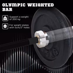 SPORTNOW 5cm Weight Lifting Bar, Barbell Bar with Spring Clips, 210cm, 20kg
