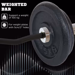 SPORTNOW 120cm EZ Curl Bar, Olympic Barbell Bar for 5cm Weight Plates, 8kg