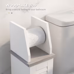 kleankin Slim Toilet Roll Storage Unit with Cupboard and Adjustable Shelf, White - Additional view 4