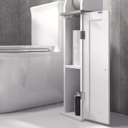 kleankin Slim Toilet Roll Storage Unit with Cupboard and Adjustable Shelf, White - Additional view 6