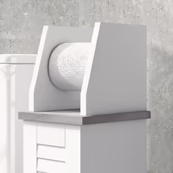 kleankin Slim Toilet Roll Storage Unit with Cupboard and Adjustable Shelf, White - Additional view 7