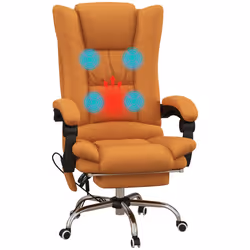 Vinsetto PU Leather Vibration Massage Office Chair with Heat, Footrest, Brown