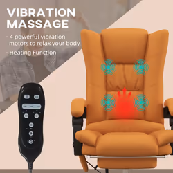Vinsetto PU Leather Vibration Massage Office Chair with Heat, Footrest, Brown