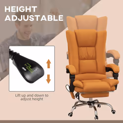 Vinsetto PU Leather Vibration Massage Office Chair with Heat, Footrest, Brown