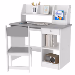 ZONEKIZ Kids Desk and Chair Set with Storage, for Ages 5-8 Years