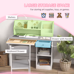 ZONEKIZ Kids Desk and Chair Set with Storage, for Ages 5-8 Years