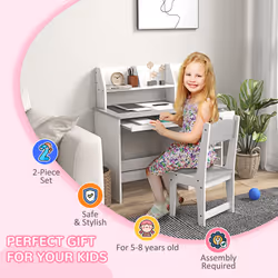 ZONEKIZ Kids Desk and Chair Set with Storage, for Ages 5-8 Years - Additional view 5