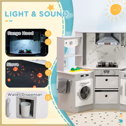 AIYAPLAY Toy Kitchen Playset w/ Running Water, Apron and Chef Hat - Grey - Additional view 4