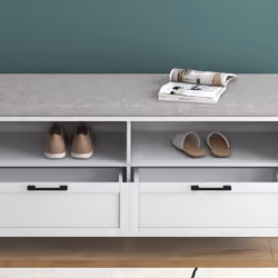 HOMCOM Shoe Bench with Removable Cushion, Open Compartments and Drawers - Additional view 4