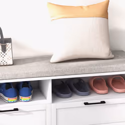 HOMCOM Shoe Bench with Removable Cushion, Open Compartments and Drawers - Additional view 5