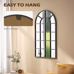 HOMCOM Modern Arch Window Wall Mirror for Living Room Bedroom, 110x62cm, Black - Additional view 4