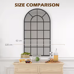 HOMCOM Modern Arch Window Wall Mirror for Living Room Bedroom, 110x62cm, Black - Additional view 5