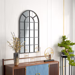 HOMCOM Modern Arch Window Wall Mirror for Living Room Bedroom, 110x62cm, Black - Additional view 6