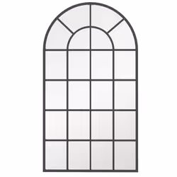 HOMCOM Modern Arch Window Wall Mirror for Living Room Bedroom, 110x62cm, Black - Additional view 8