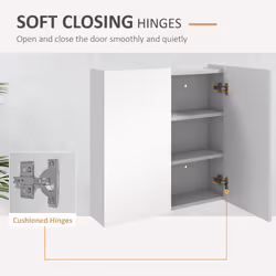 kleankin Wall Mounted Bathroom Storage Cupboard W/ Mirror and Shelf, White - Additional view 5