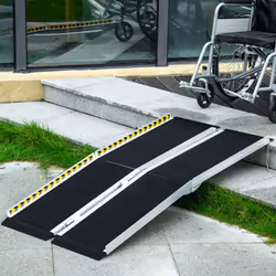 HOMCOM Folding Aluminium Wheelchair Ramp 152x73cm 272KG Capacity for Home