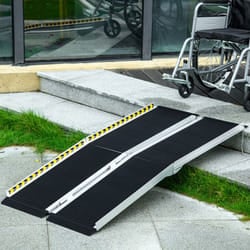 HOMCOM Folding Aluminium Wheelchair Ramp 152x73cm 272KG Capacity for Home