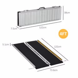 HOMCOM Folding Aluminium Wheelchair Ramp 122x73cm 272KG Capacity for Home - Additional view 5
