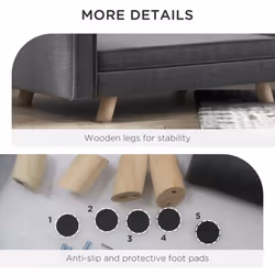 PawHut Elevated Dog Sofa Bed with Cushion for Medium and Small Dogs, Grey - Additional view 6