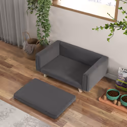 PawHut Elevated Dog Sofa Bed with Cushion for Medium and Small Dogs, Grey - Additional view 7