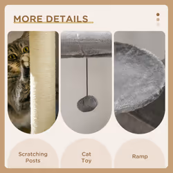 PawHut Cat Tree Tower for Indoor Cats with Scratching Post, House, Toy, Grey