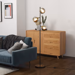 HOMCOM Modern Floor Lamp with Glass Global Shade, 3 Light, for Living Room - Additional view 4