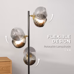 HOMCOM Modern Floor Lamp with Glass Global Shade, 3 Light, for Living Room - Additional view 6
