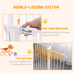 PawHut 2 in 1 Dog Pen, Safety Pet Gate, 6 Panels, for Medium Dogs, 90Hcm - White - Additional view 4