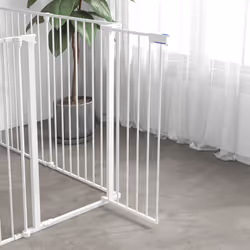 PawHut 2 in 1 Dog Pen, Safety Pet Gate, 6 Panels, for Medium Dogs, 90Hcm - White - Additional view 7