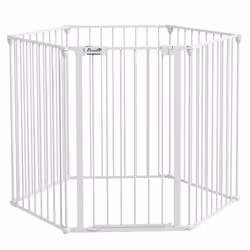 PawHut 2 in 1 Dog Pen, Safety Pet Gate, 6 Panels, for Medium Dogs, 90Hcm - White - Additional view 8