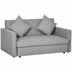 HOMCOM 2 Seater Sofa Bed Convertible Bed Settee w/ 2 Cushions Storage Light Grey - Additional view 8