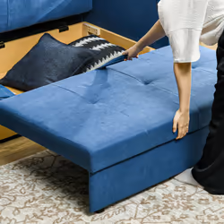 HOMCOM 2 Seater Sofa Bed Convertible Bed Settee w/ 2 Cushions Storage Blue - Additional view 6
