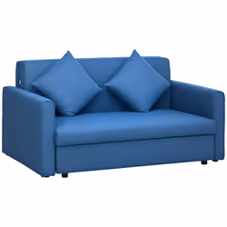 HOMCOM 2 Seater Sofa Bed Convertible Bed Settee w/ 2 Cushions Storage Blue - Additional view 8