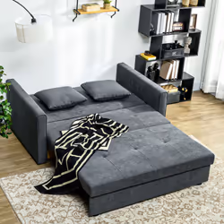 HOMCOM 2 Seater Sofa Bed Convertible Bed Settee w/ 2 Cushions Storage Dark Grey - Additional view 5