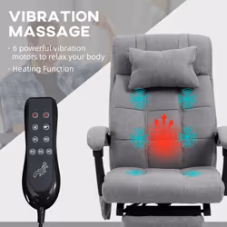 Vinsetto Fabric Vibration Massage Office Chair with Heat, Head Pillow, Grey