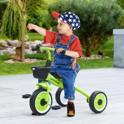 AIYAPLAY Trike W/ Adjustable Seat Basket, Kids Tricycle for 2-5 Years Old, Green