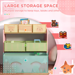 ZONEKIZ Kids Storage Units with 6 Boxes, Childrens Toy Storage Organiser, Pink