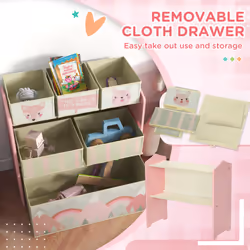ZONEKIZ Kids Storage Units with 6 Boxes, Childrens Toy Storage Organiser, Pink - Additional view 4