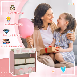 ZONEKIZ Kids Storage Units with 6 Boxes, Childrens Toy Storage Organiser, Pink - Additional view 6