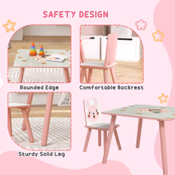 ZONEKIZ Kids Table and Chairs, Childrens Desk with 2 Chairs, Pink - Additional view 4