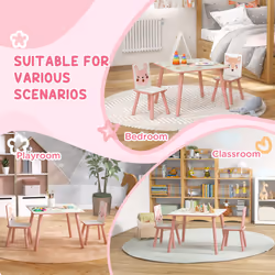 ZONEKIZ Kids Table and Chairs, Childrens Desk with 2 Chairs, Pink - Additional view 5