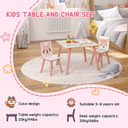 ZONEKIZ Kids Table and Chairs, Childrens Desk with 2 Chairs, Pink - Additional view 6