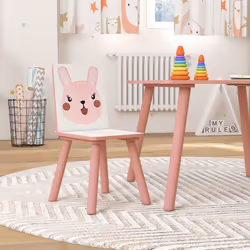 ZONEKIZ Kids Table and Chairs, Childrens Desk with 2 Chairs, Pink - Additional view 8