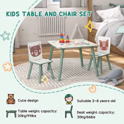 ZONEKIZ Kids Table and Chairs, Children Desk with 2 Chairs, Green - Additional view 5