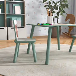 ZONEKIZ Kids Table and Chairs, Children Desk with 2 Chairs, Green - Additional view 8