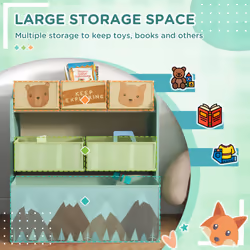 ZONEKIZ Kids Storage Units with 6 Boxes, Childrens Toy Storage Organiser, Green