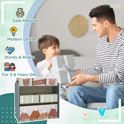 ZONEKIZ Kids Storage Units with 6 Boxes, Childrens Toy Storage Organiser, Green - Additional view 6