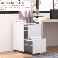 Vinsetto Steel File Cabinet with Hanging Bar for Letter A4 Legal Size White